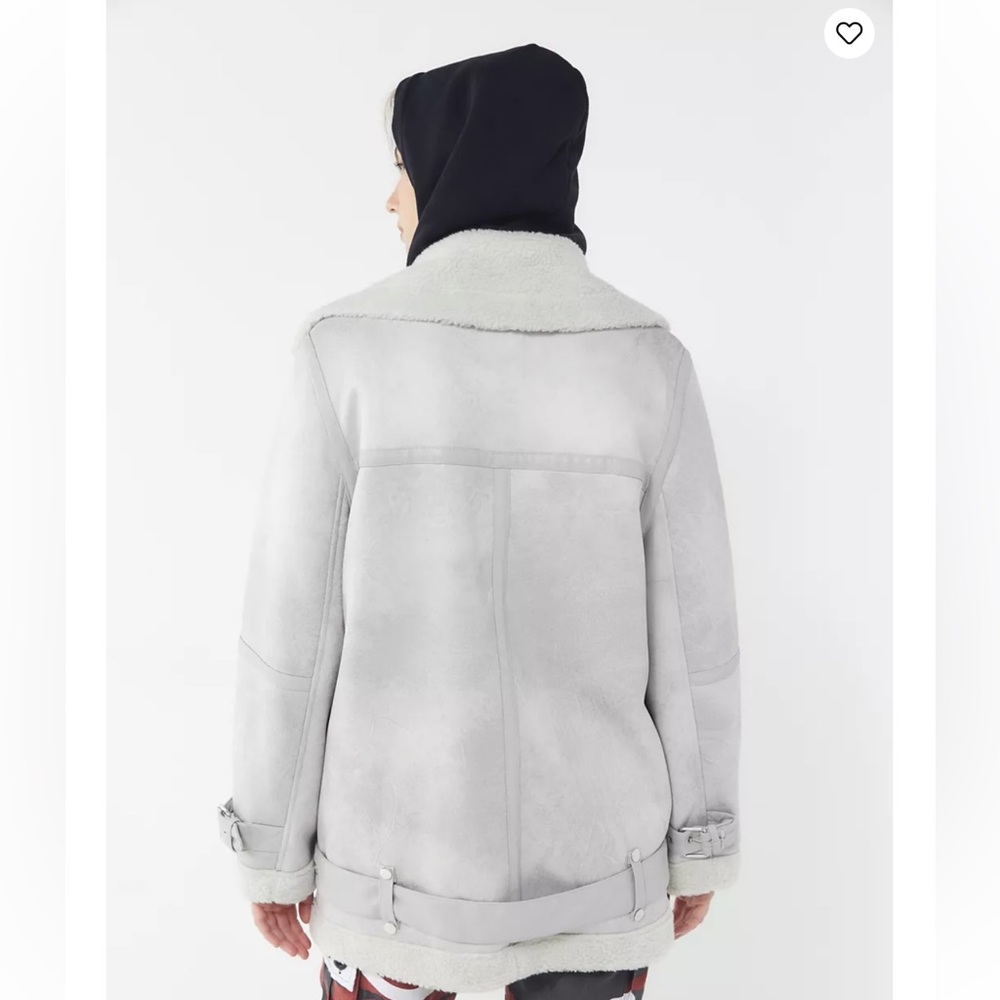 Urban Outfitters Oversized Faux leather Aviator Jacket Coat women size Small - Picture 4 of 10